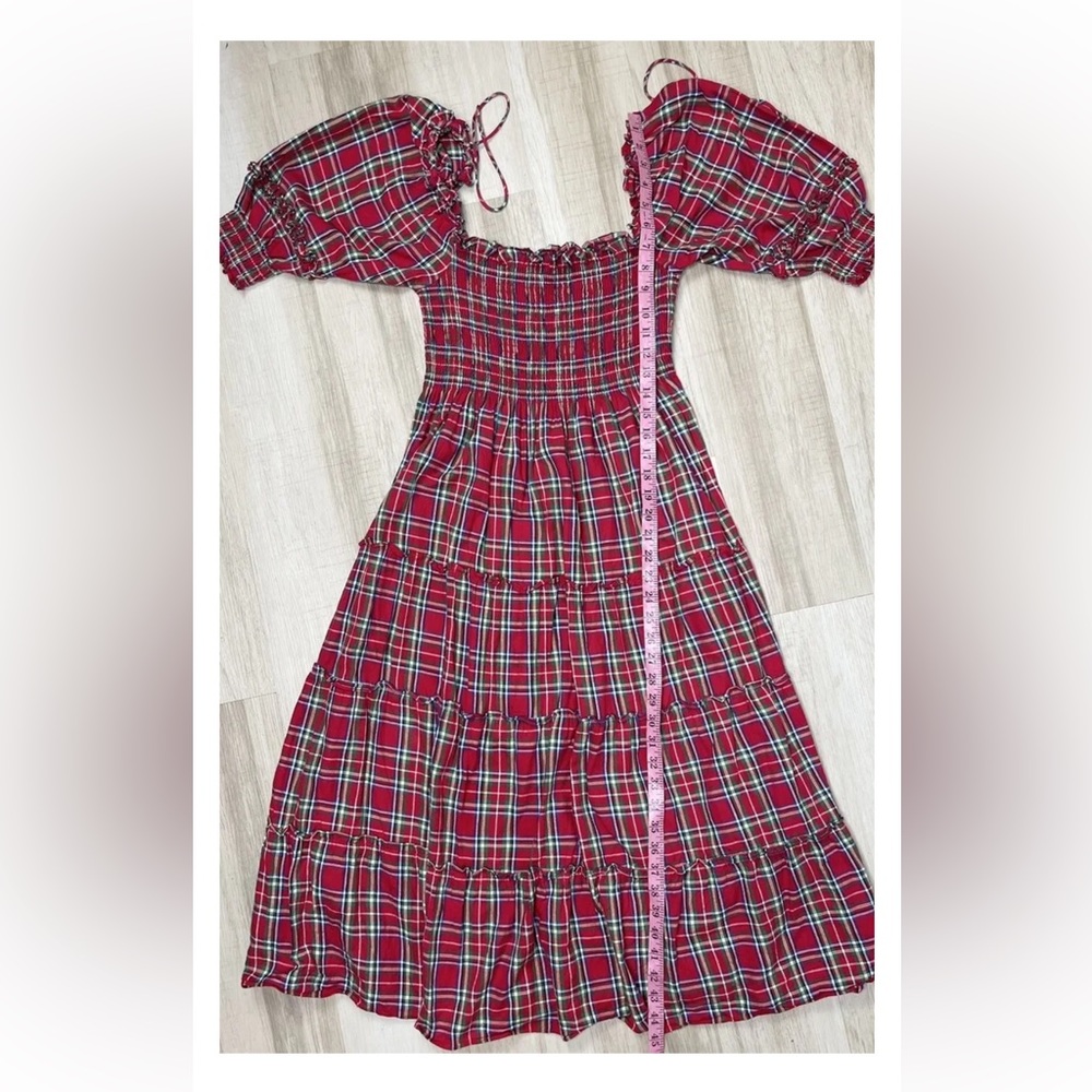 Hill House Red Plaid Tiered Midi Dress - Picture 12 of 13